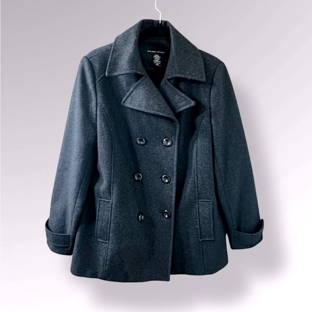New York & Company Charcoal Wool Blend Peacoat Jacket Women’s Size 12